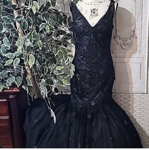 Lotus Threads Black Floral Mermaid Dress 10